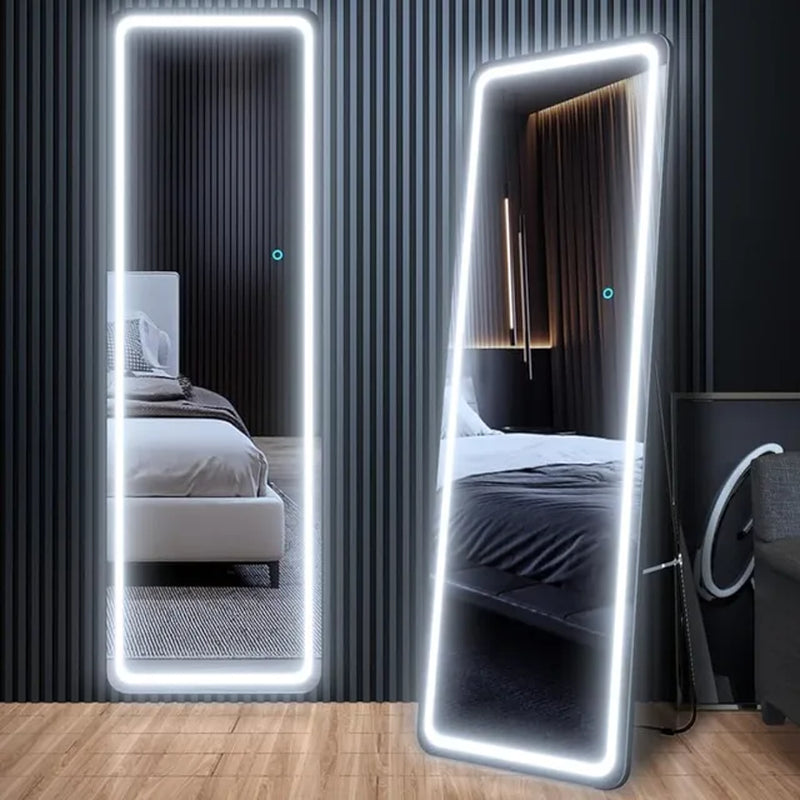 Home Decor Free Standing 63”X20“ Full Length Floor Mirror Dimming Lights Full-Size Body Mirror Lighted Mirror Appearance