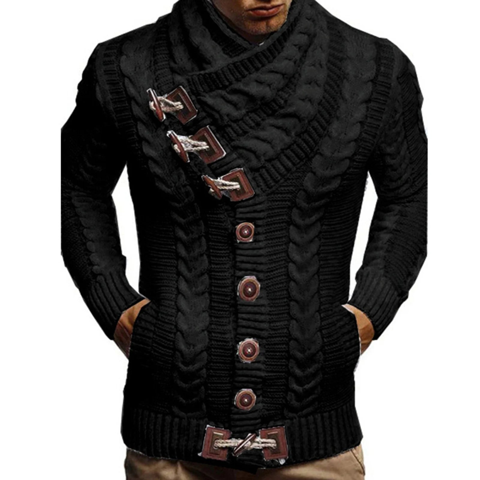 Soft Knit High Collar Men’s Cardigan