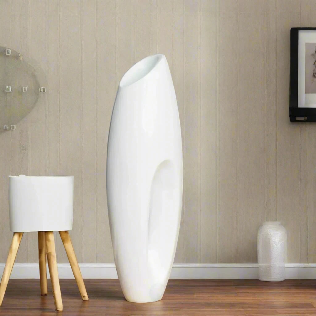 Sleek Modern White Floor Vase