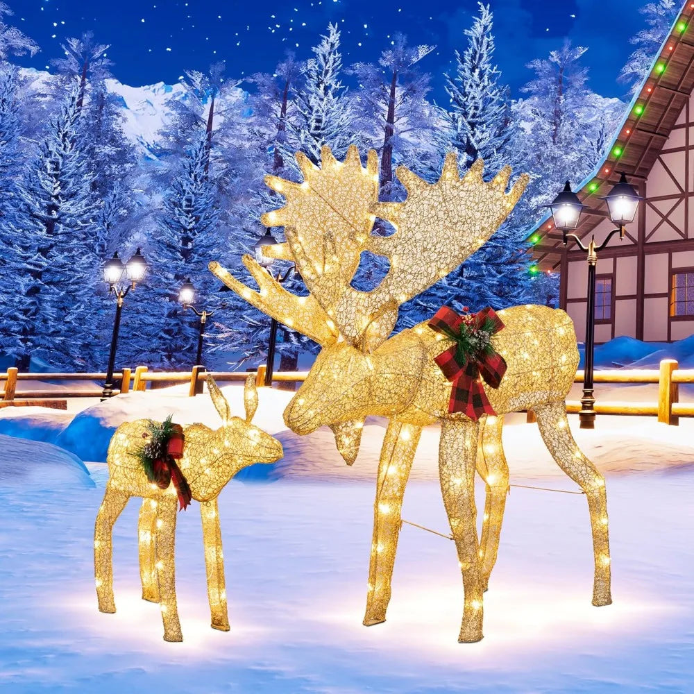 Glowing Christmas Deer Decor Set