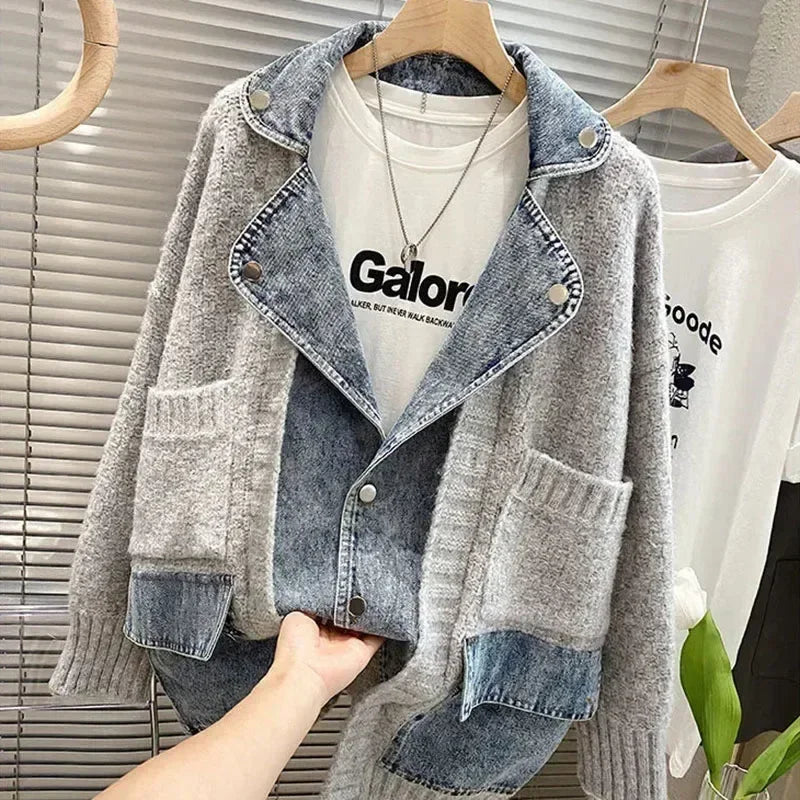 Cozy Denim Sweater Cardigan