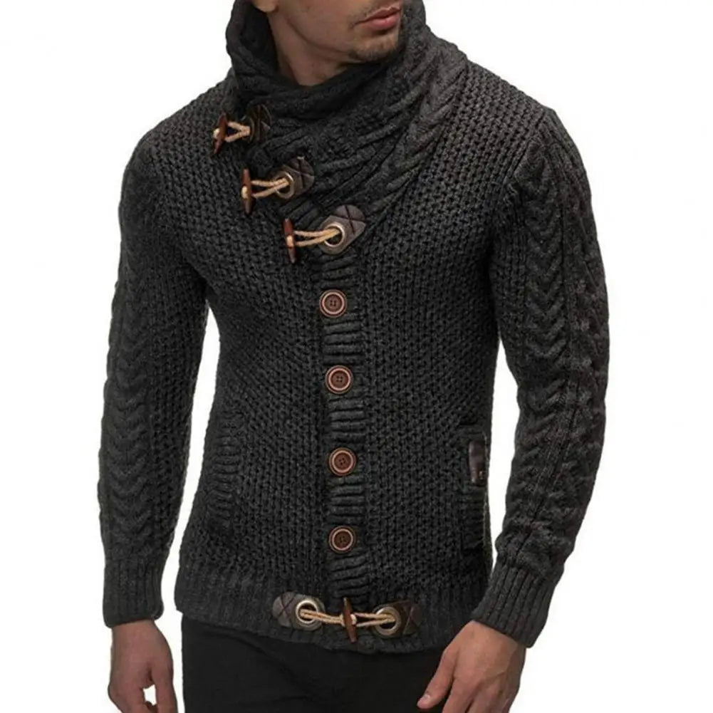 Soft Knit High Collar Men’s Cardigan