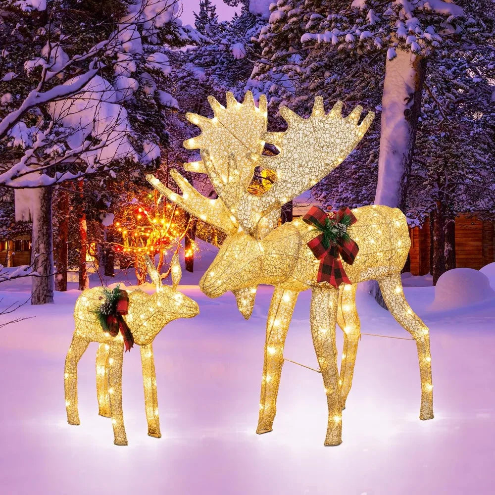 Glowing Christmas Deer Decor Set