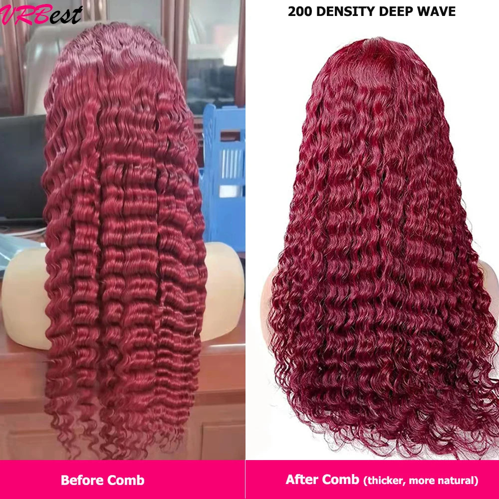 Burgundy Deep Wave Lace Wig