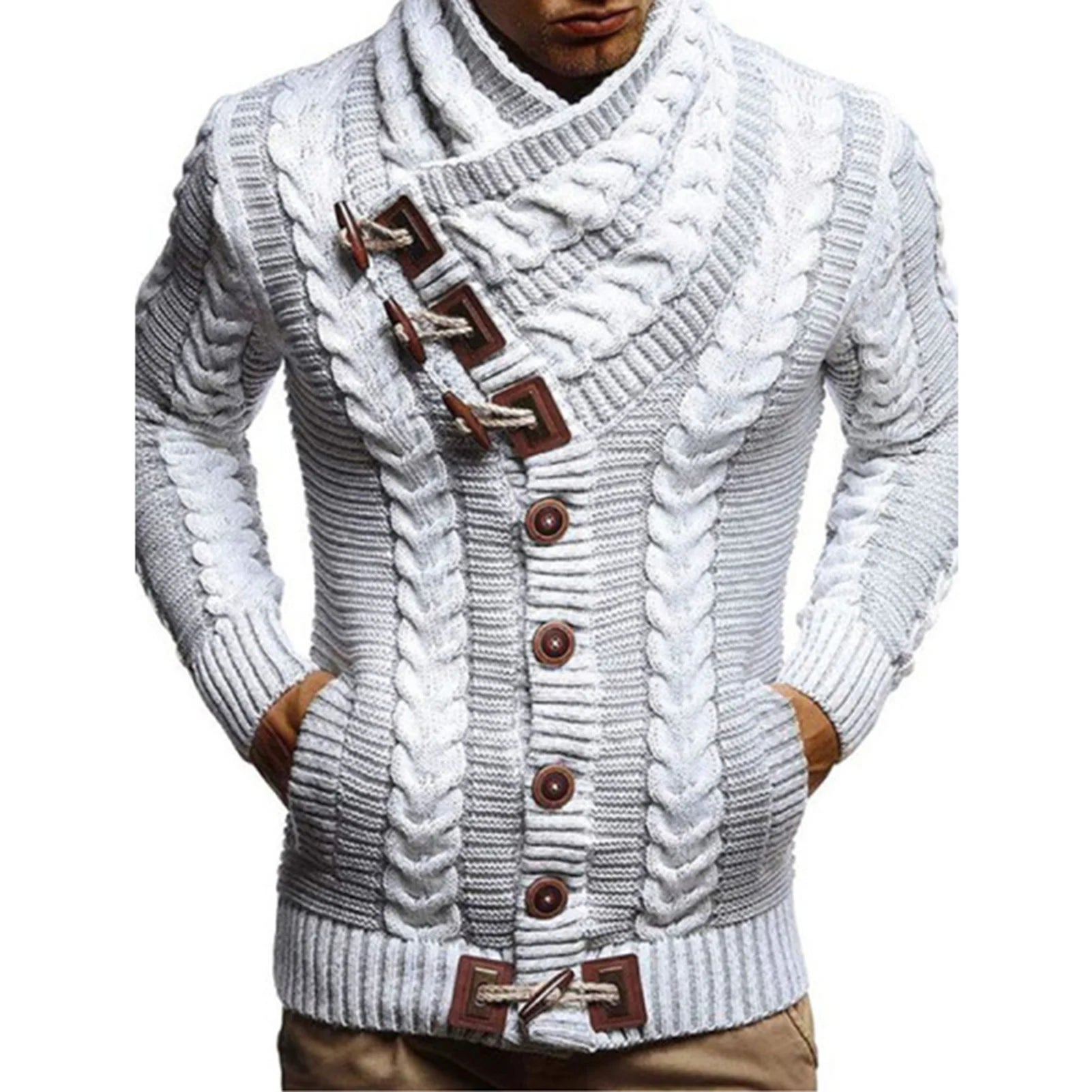 Soft Knit High Collar Men’s Cardigan