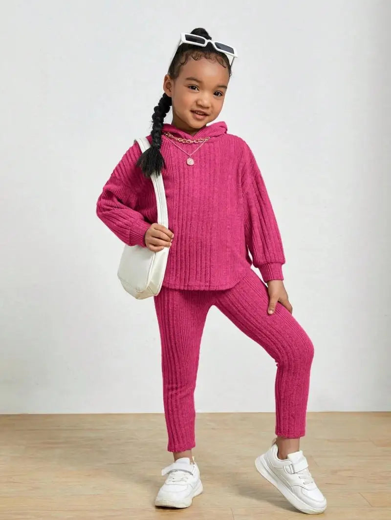 Girls Cozy Hoodie Sportswear Set