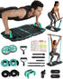 Portable Home Gym Workout Equipment with 14 Exercise Accessories Ab Roller Wheel,Elastic Resistance Bands,Push-Up Stand,Post Landmine Sleeve and More for Full Body Workouts System